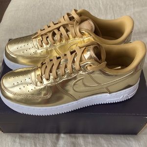 Gold Nike Air Force Ones